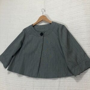 Bay Studio Career Petite Plaid Blazer Cropped‎ Jacket Button Front PL